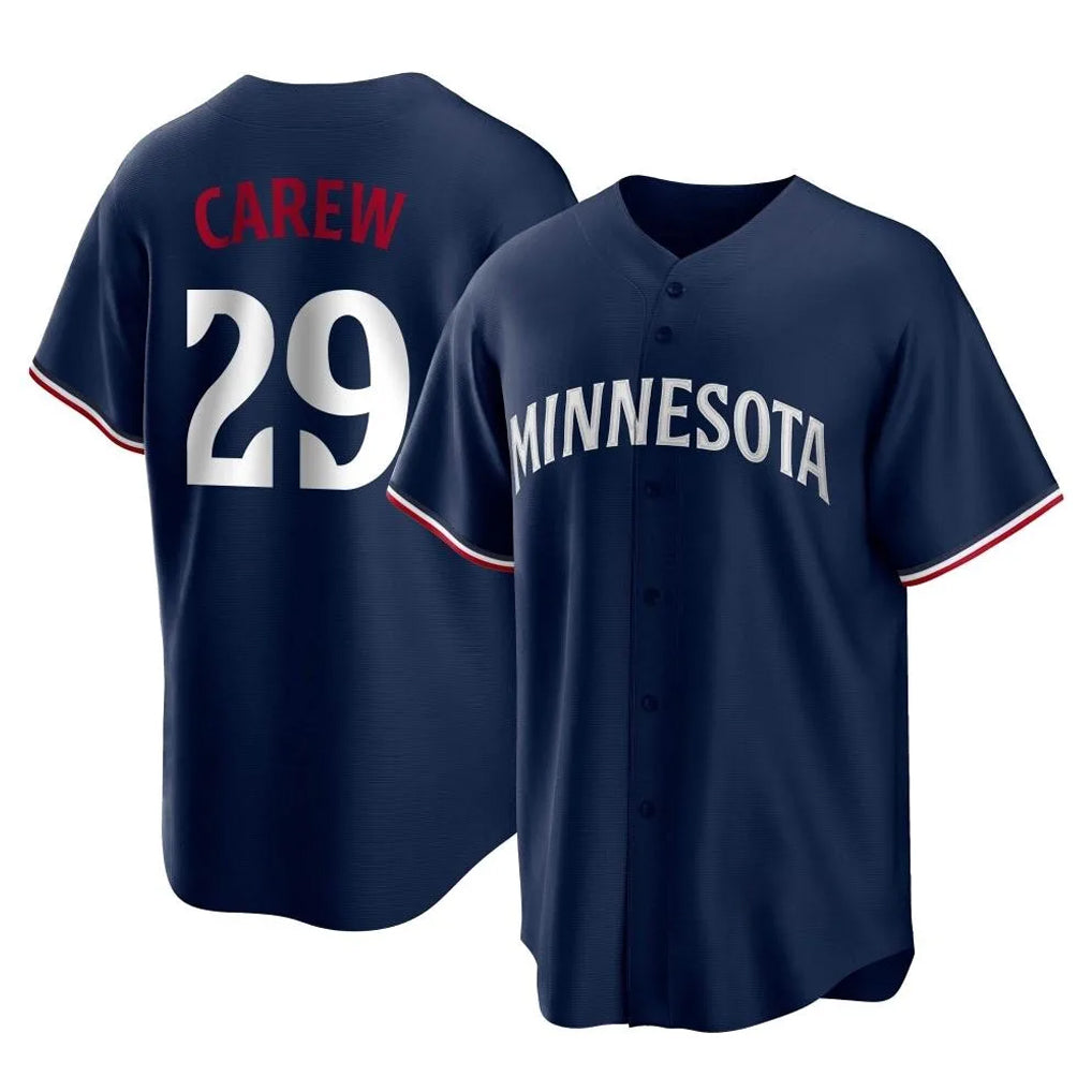 Silnrao M.Twins #29 Rod Carew Player Navy Replica Alternate Home Stitched Jerseys