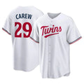 Silnrao M.Twins #29 Rod Carew Player White Home Game Stitched Jerseys