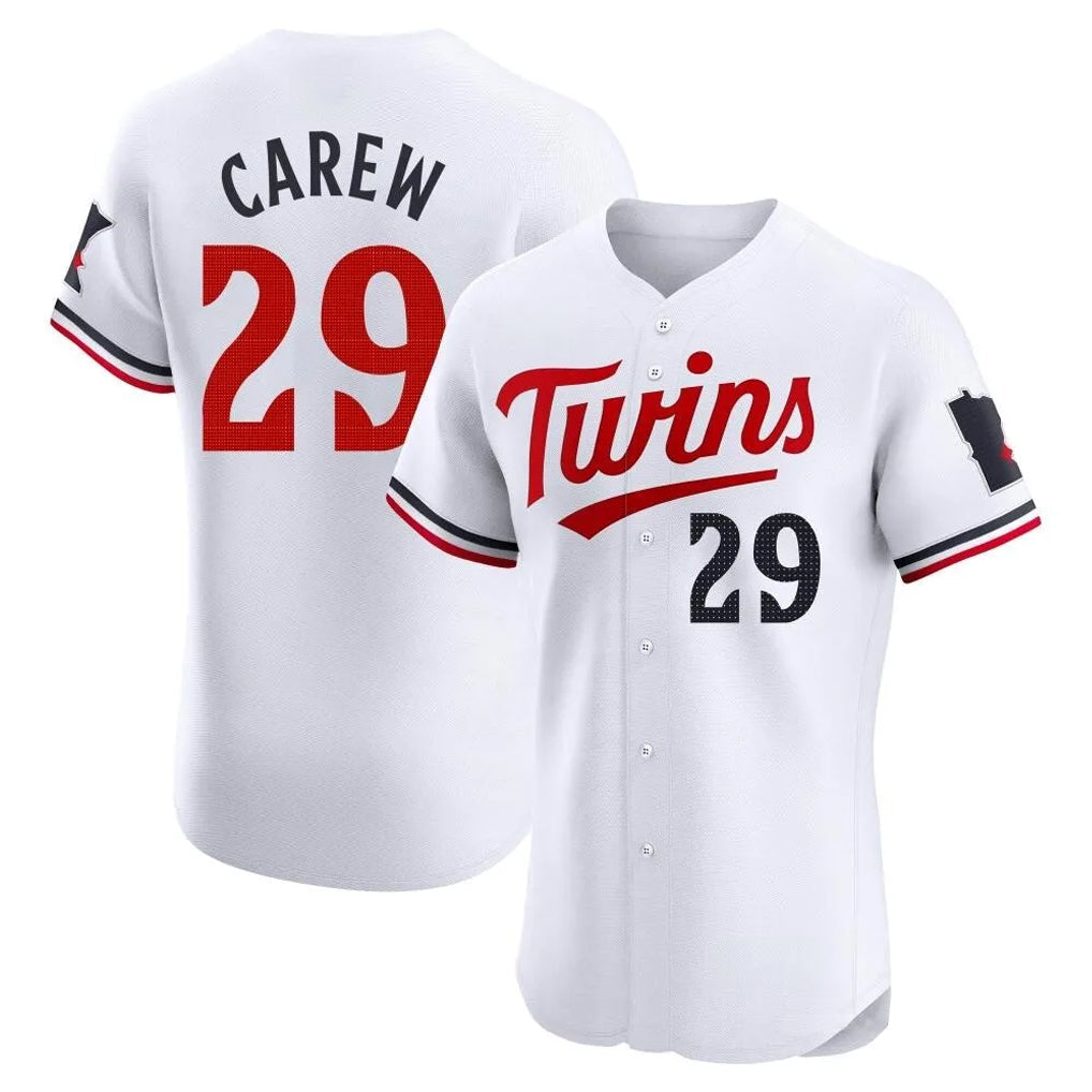 Silnrao M.Twins #29 Rod Carew Player White Home Limited Elite Stitched Jerseys