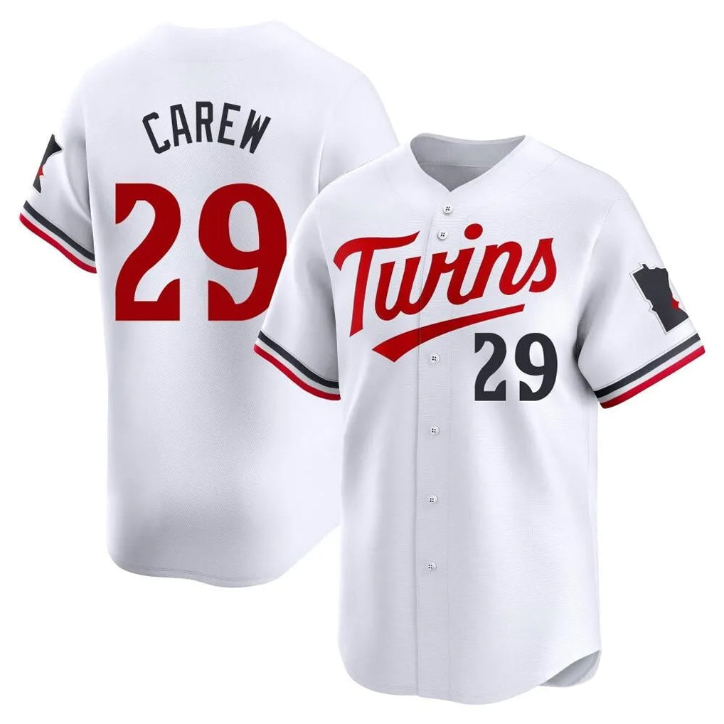 Silnrao M.Twins #29 Rod Carew Player White Home Limited Stitched Jerseys