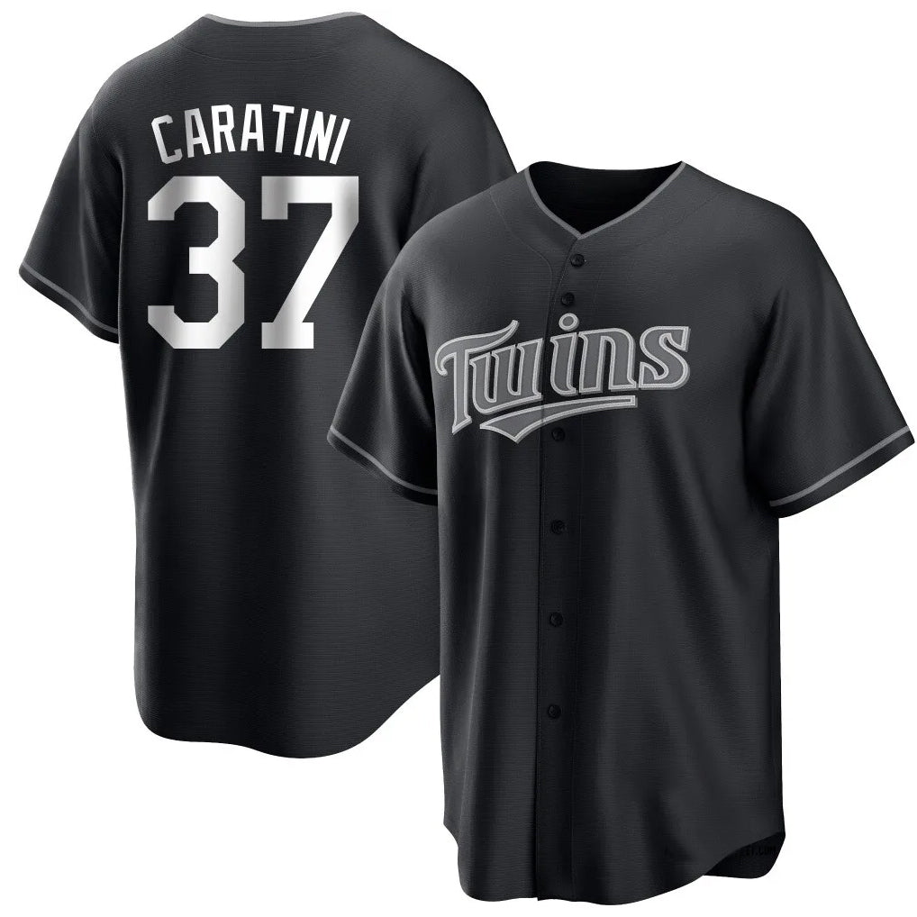 Silnrao M.Twins #37 Victor Caratini Player Black Home Game Stitched Jerseys