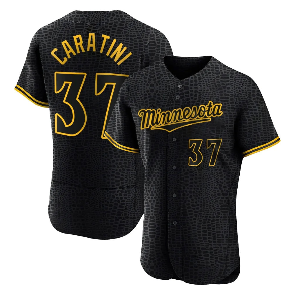 Silnrao M.Twins #37 Victor Caratini Player Black Snake Skin City Home Limited Elite Stitched Jerseys