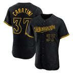 Silnrao M.Twins #37 Victor Caratini Player Black Snake Skin City Home Limited Elite Stitched Jerseys