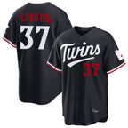 Silnrao M.Twins #37 Victor Caratini Player Navy Home Game Stitched Jerseys