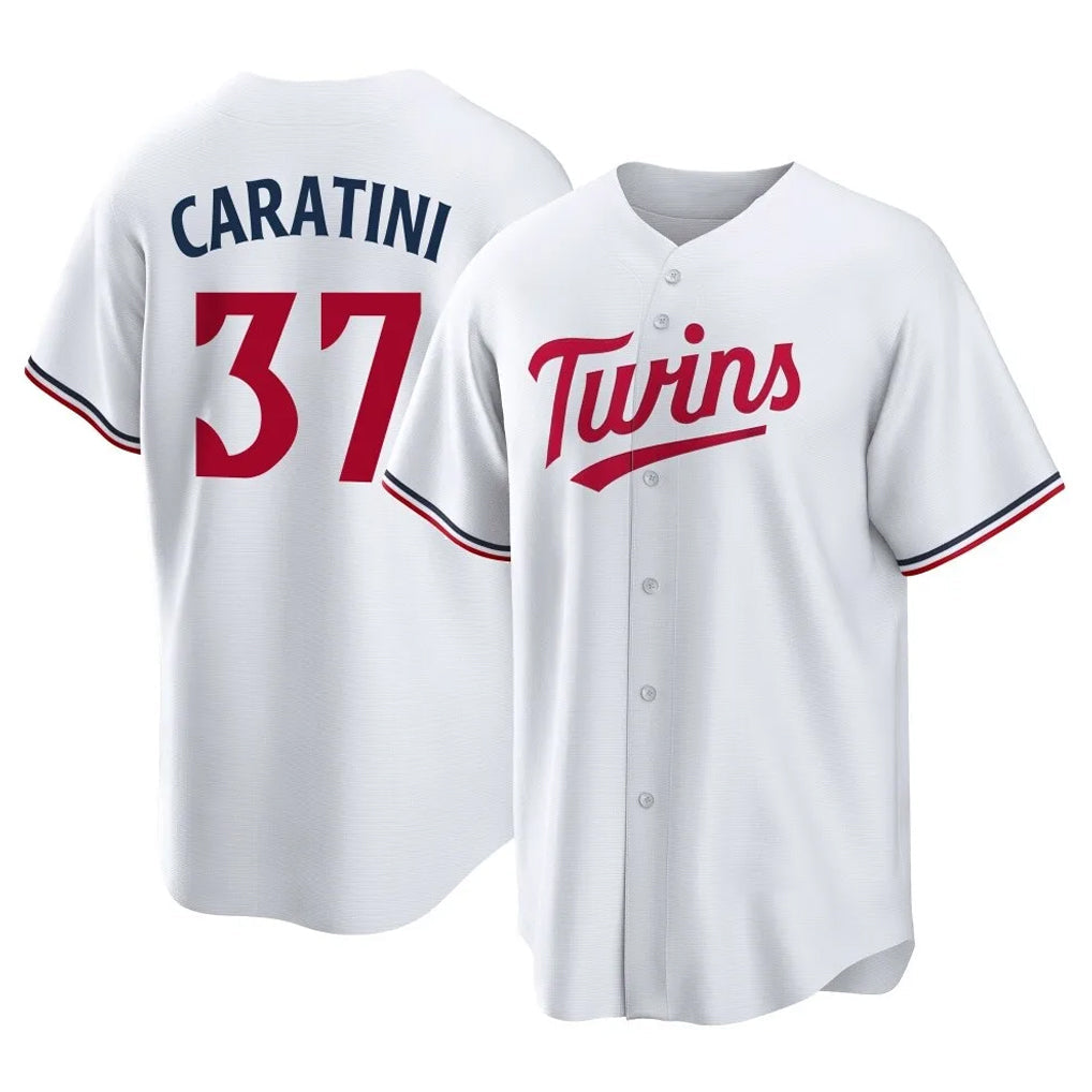Silnrao M.Twins #37 Victor Caratini Player White Home Game Stitched Jerseys