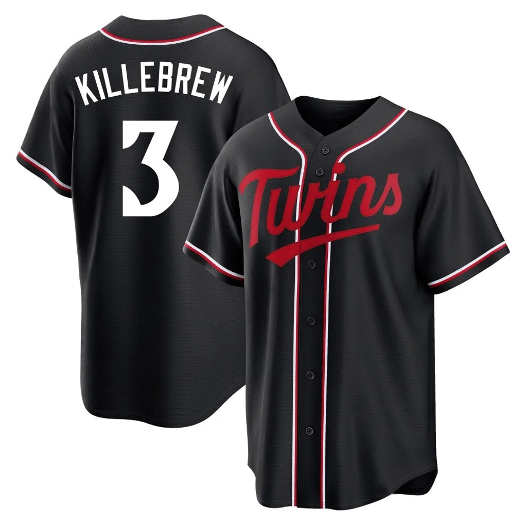 Silnrao M.Twins #3 Harmon Killebrew Player Black Fashion Out Home Limited Stitched Jerseys