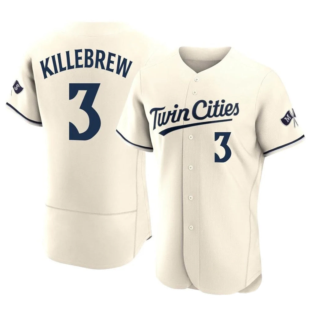 Silnrao M.Twins #3 Harmon Killebrew Player Cream Home Limited Elite Stitched Jerseys