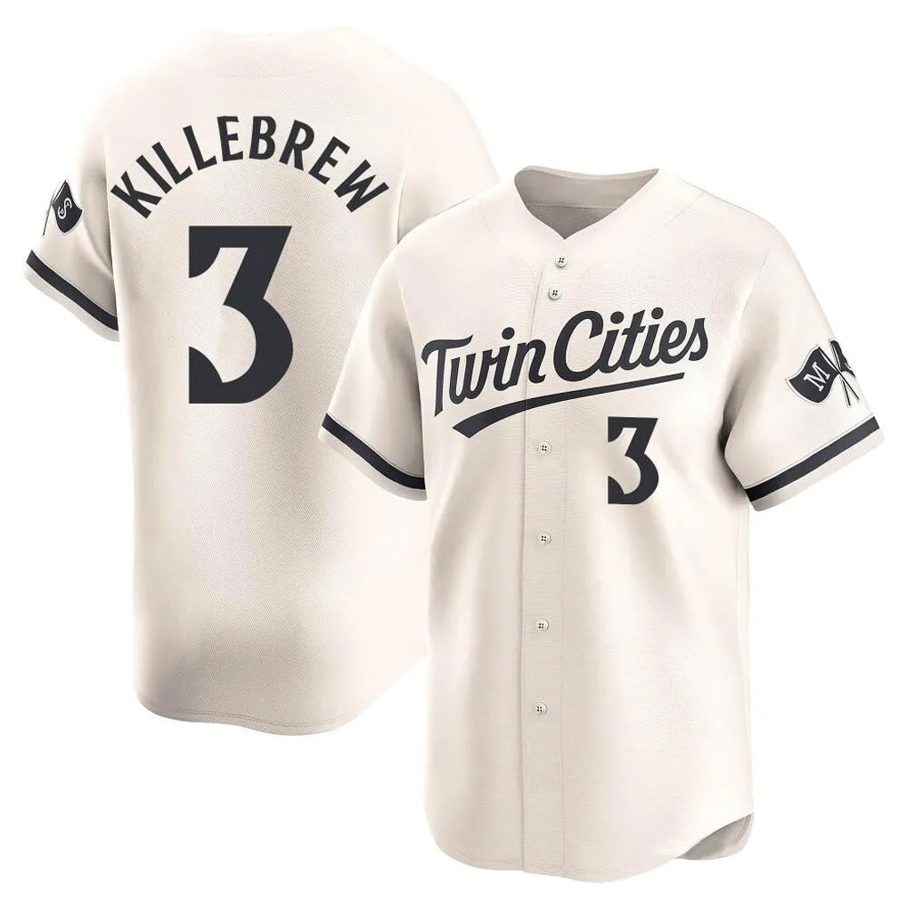 Silnrao M.Twins #3 Harmon Killebrew Player Cream Home Limited Stitched Jerseys