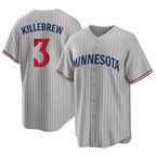Silnrao M.Twins #3 Harmon Killebrew Player Gray Game Limited Home Stitched Jerseys