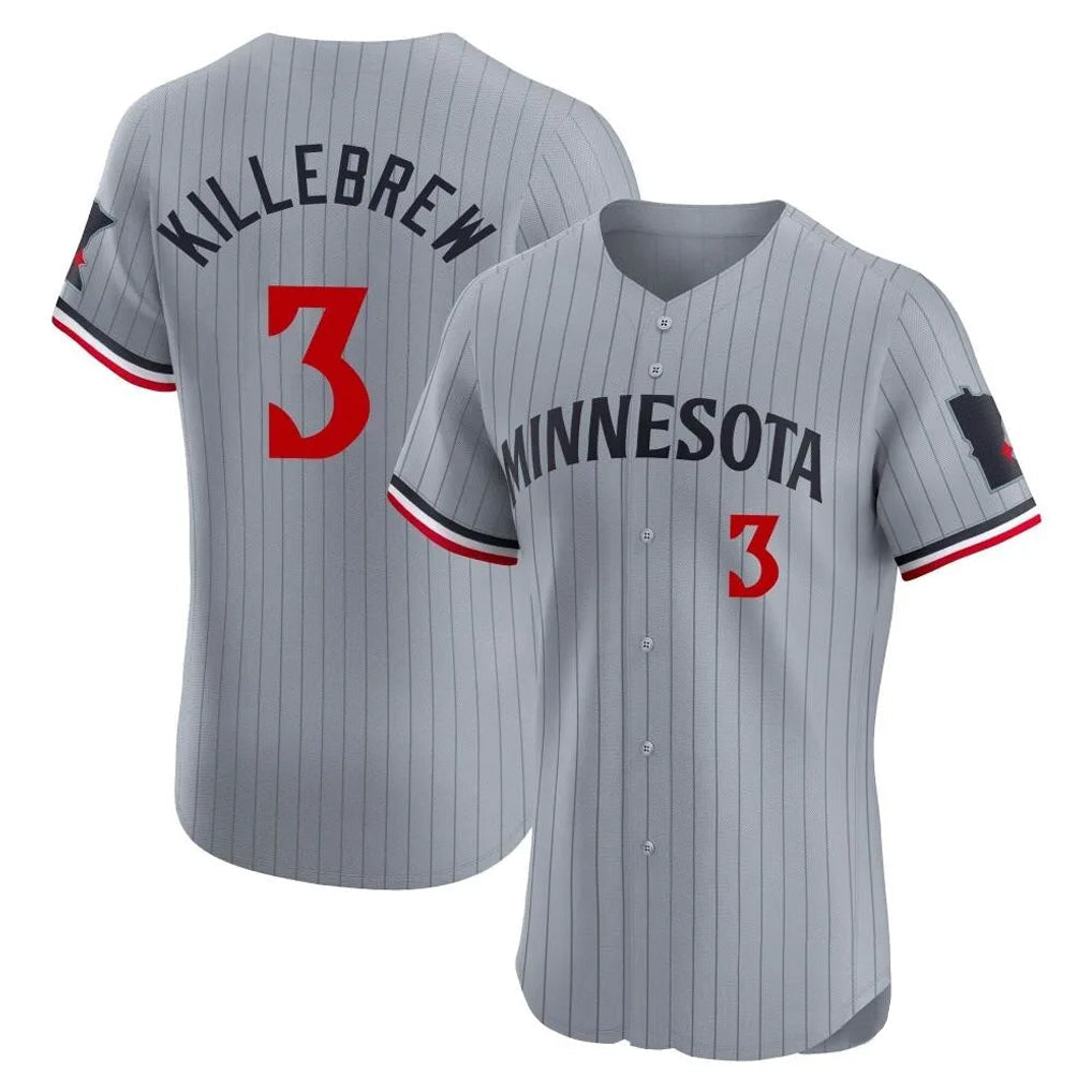 Silnrao M.Twins #3 Harmon Killebrew Player Gray Home Limited Elite Stitched Jerseys