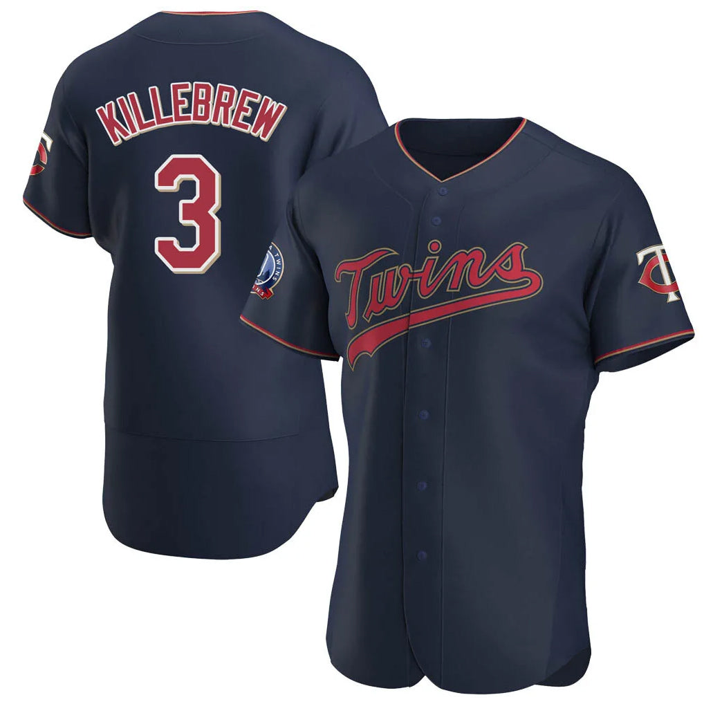 Silnrao M.Twins #3 Harmon Killebrew Player Navy 60th Home Limited Elite Stitched Jerseys