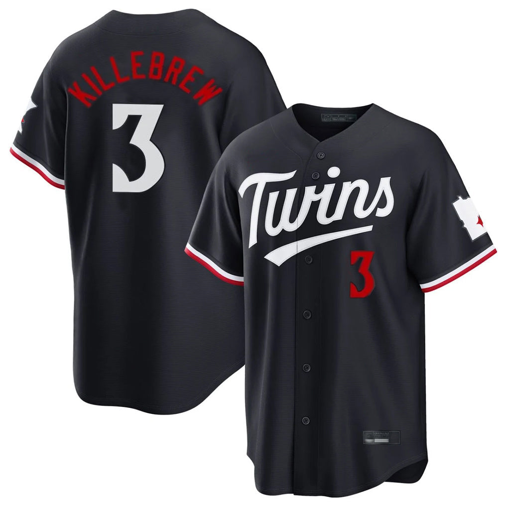 Silnrao M.Twins #3 Harmon Killebrew Player Navy Home Game Stitched Jerseys