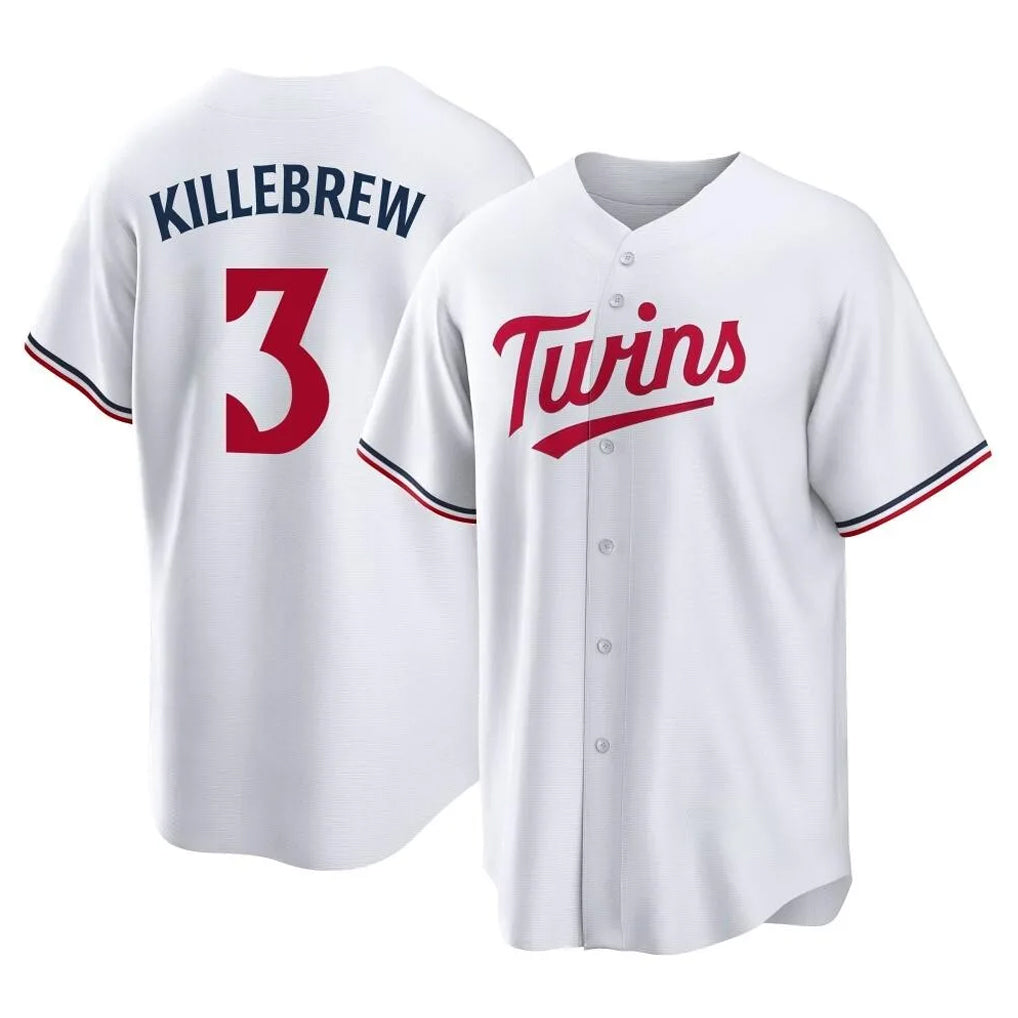 Silnrao M.Twins #3 Harmon Killebrew Player White Home Game Stitched Jerseys