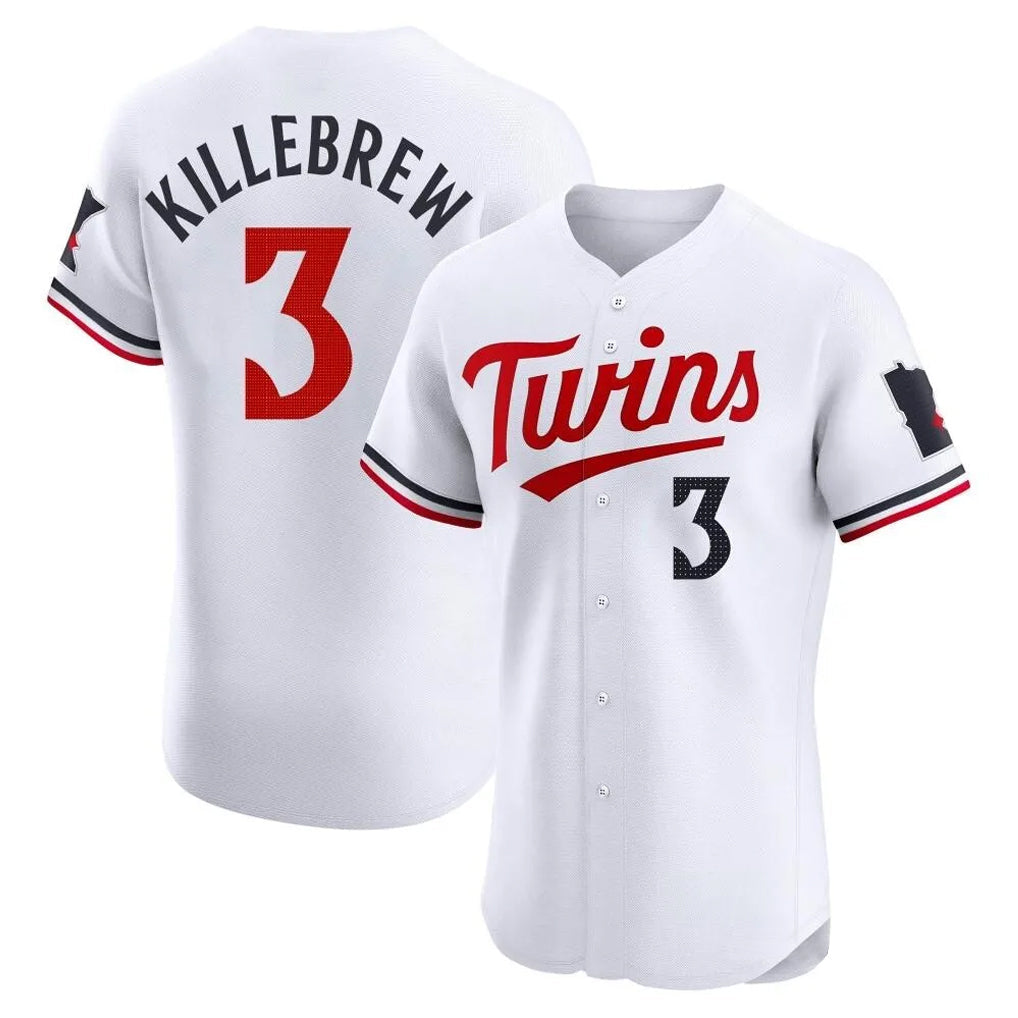 Silnrao M.Twins #3 Harmon Killebrew Player White Home Limited Elite Stitched Jerseys