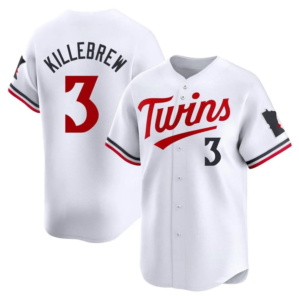 Silnrao M.Twins #3 Harmon Killebrew Player White Home Limited Stitched Jerseys