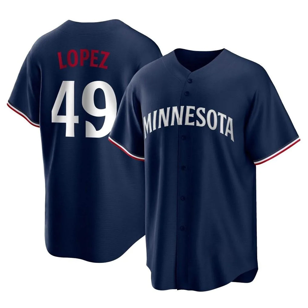 Silnrao M.Twins #49 Pablo Lopez Player Navy Replica Alternate Home Stitched Jerseys