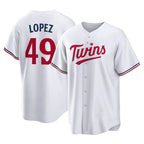 Silnrao M.Twins #49 Pablo Lopez Player White Home Game Stitched Jerseys