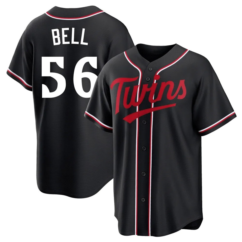 Silnrao M.Twins #56 Josh Bell Player Black Fashion Out Home Limited Stitched Jerseys