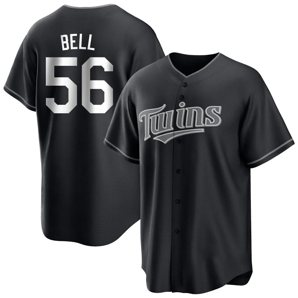 Silnrao M.Twins #56 Josh Bell Player Black Home Game Stitched Jerseys