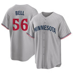 Silnrao M.Twins #56 Josh Bell Player Gray Game Limited Home Stitched Jerseys