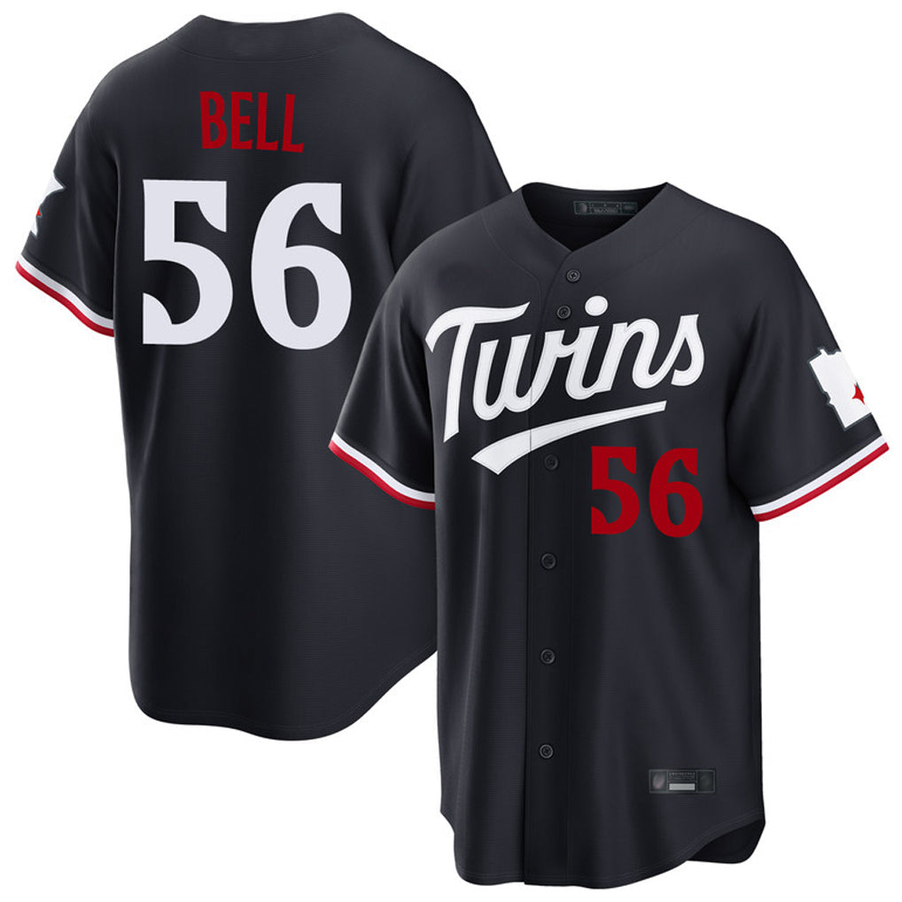 Silnrao M.Twins #56 Josh Bell Player Navy Home Game Stitched Jerseys