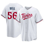 Silnrao M.Twins #56 Josh Bell Player White Home Game Stitched Jerseys