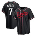 Silnrao M.Twins #7 Joe Mauer Player Black Fashion Out Home Limited Stitched Jerseys