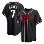 Silnrao M.Twins #7 Joe Mauer Player Black Fashion Out Home Limited Stitched Jerseys