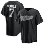 Silnrao M.Twins #7 Joe Mauer Player Black Home Game Stitched Jerseys