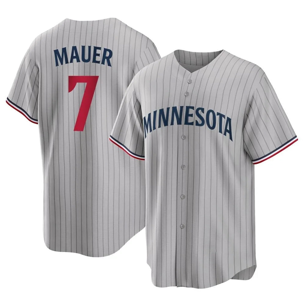 Silnrao M.Twins #7 Joe Mauer Player Gray Game Limited Home Stitched Jerseys