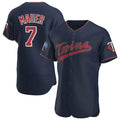 Silnrao M.Twins #7 Joe Mauer Player Navy 60th Home Limited Elite Stitched Jerseys