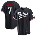 Silnrao M.Twins #7 Joe Mauer Player Navy Home Game Stitched Jerseys