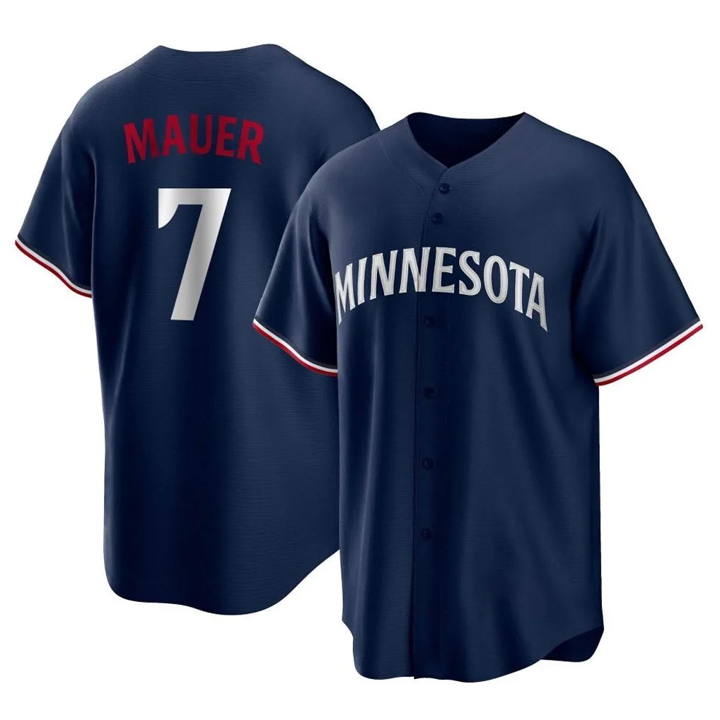 Silnrao M.Twins #7 Joe Mauer Player Navy Replica Alternate Home Stitched Jerseys