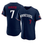 Silnrao M.Twins #7 Joe Mauer Player Navy Replica Home Limited Elite Stitched Jerseys