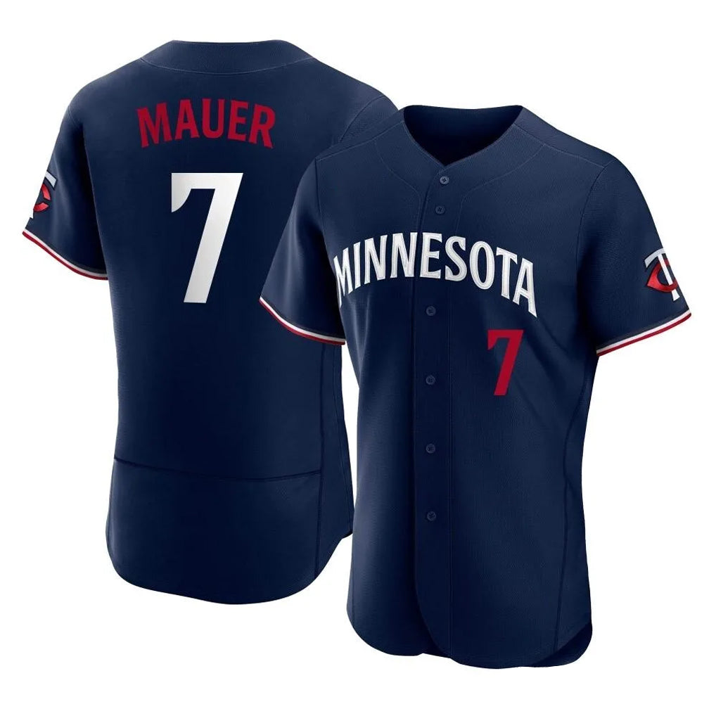 Silnrao M.Twins #7 Joe Mauer Player Navy Replica Home Limited Elite Stitched Jerseys