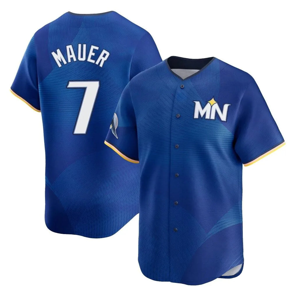 Silnrao M.Twins #7 Joe Mauer Player Royal City Connect Limited Home Stitched Jerseys