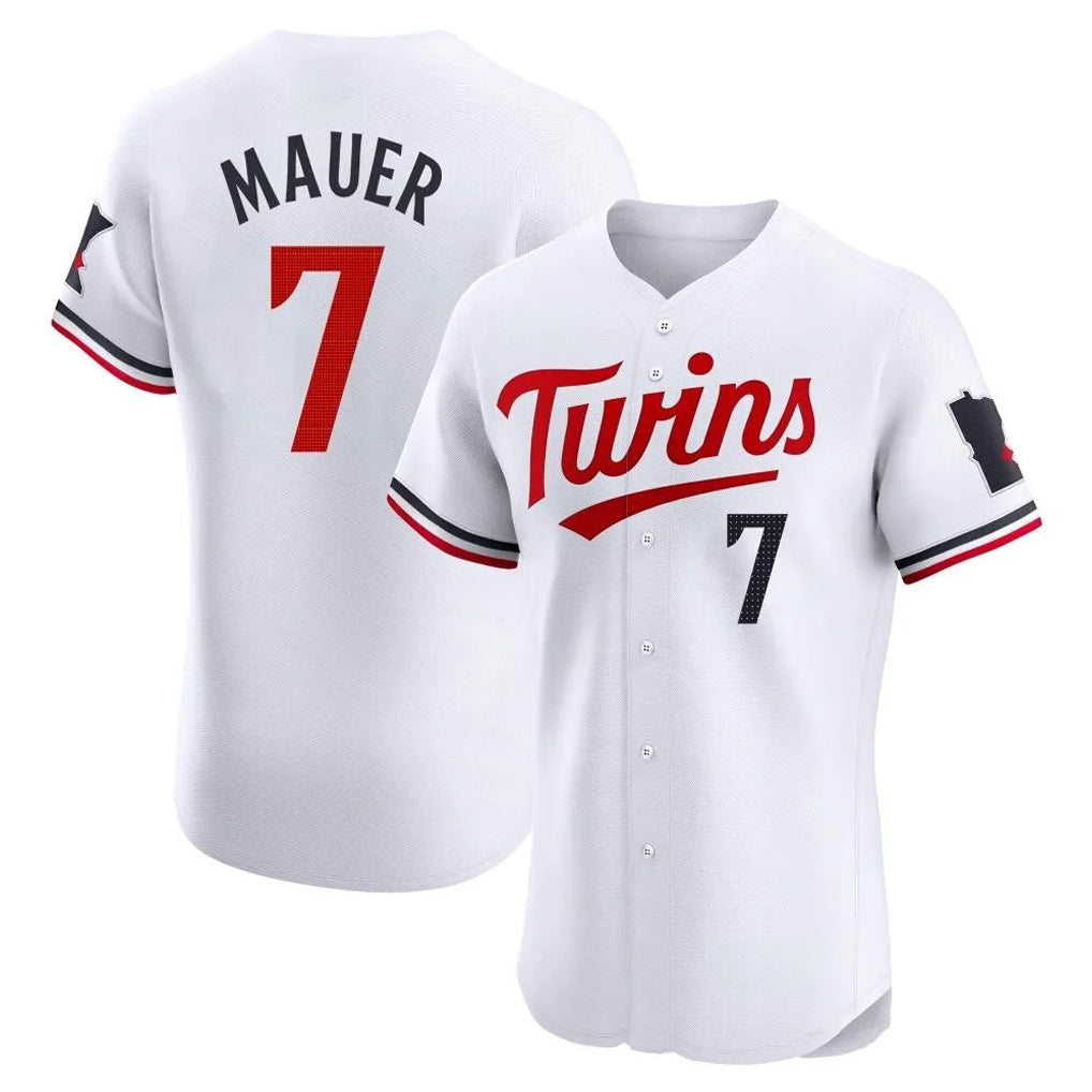 Silnrao M.Twins #7 Joe Mauer Player White Home Limited Elite Stitched Jerseys