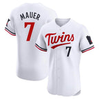 Silnrao M.Twins #7 Joe Mauer Player White Home Limited Elite Stitched Jerseys