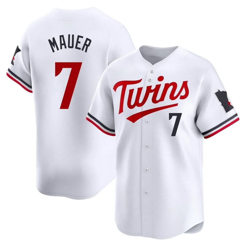 Silnrao M.Twins #7 Joe Mauer Player White Home Limited Stitched Jerseys