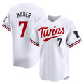 Silnrao M.Twins #7 Joe Mauer Player White Home Limited Stitched Jerseys