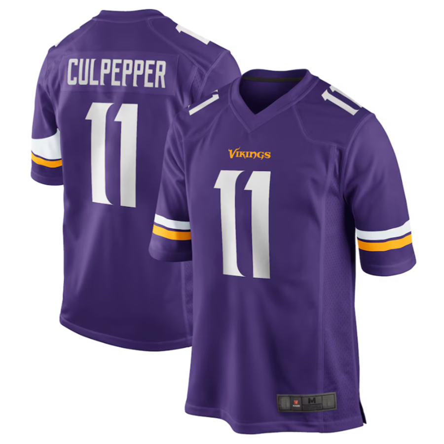 Silnrao M.Vikings #11 Daunte Culpepper Purple Game Retired Player Jersey American Stitched Jerseys