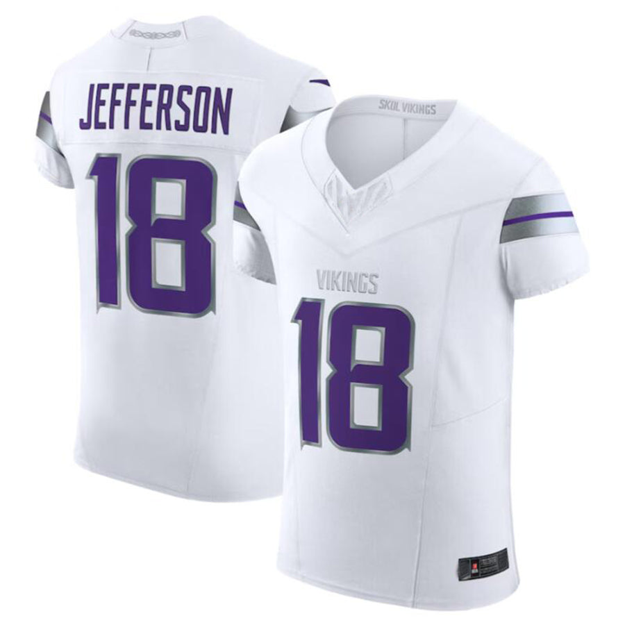 Silnrao M.Vikings #18 Justin Jefferson White Alternate Vapor F.U.S.E. Elite Player Jersey American Stitched Jerseys