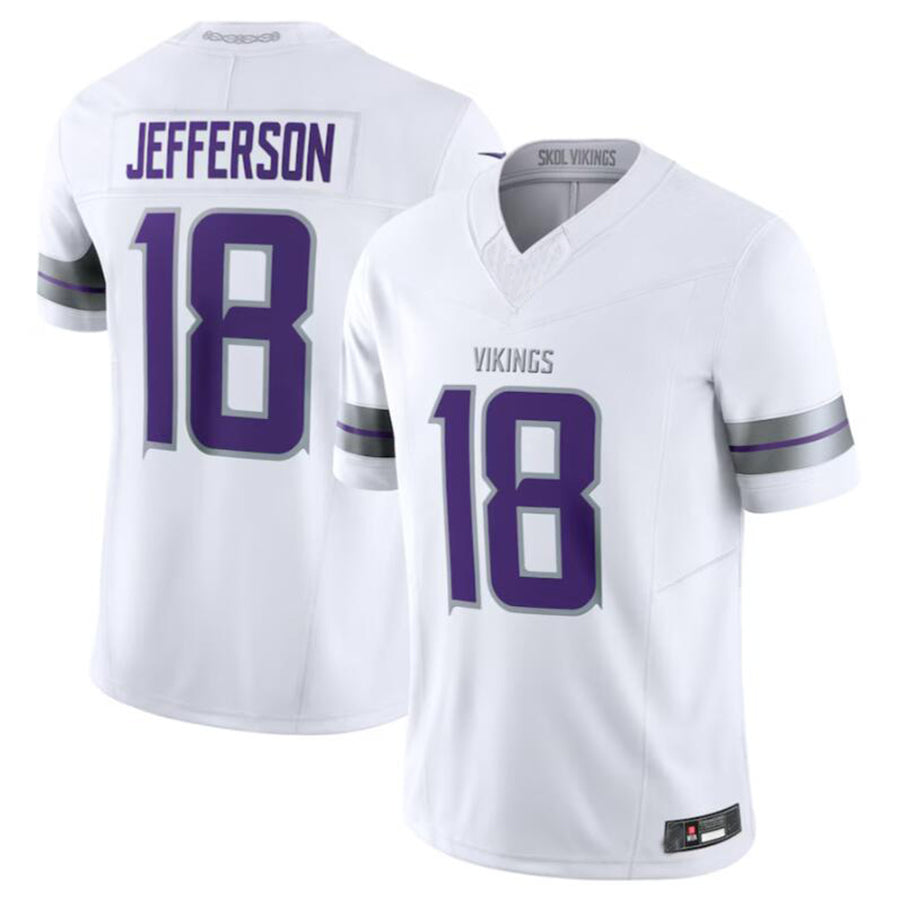 Silnrao M.Vikings #18 Justin Jefferson White Alternate Vapor F.U.S.E. Limited Jersey American Stitched Jerseys