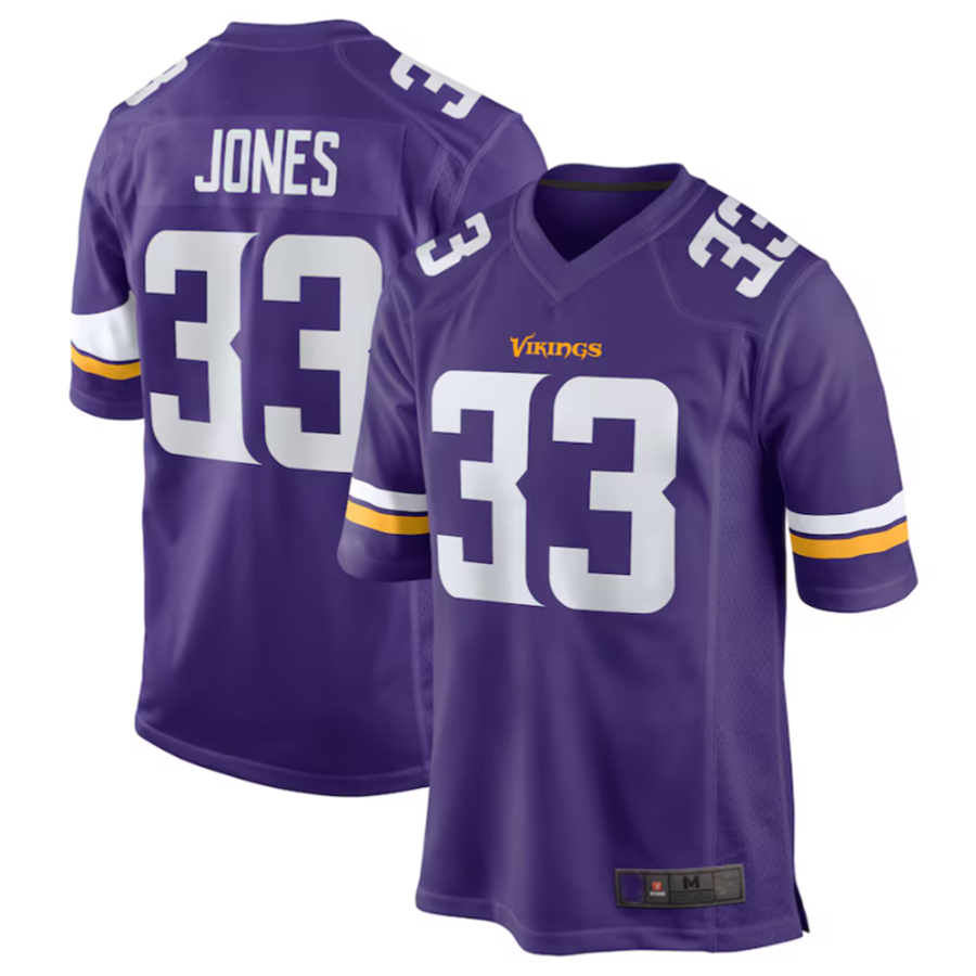 Silnrao M.Vikings #33 Aaron Jones Purple Game Player Jersey Stitched American Stitched Jerseys
