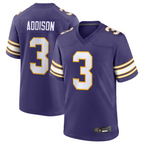Silnrao M.Vikings #3 Jordan Addison Purple Classic Player Game Jersey American Stitched Jerseys