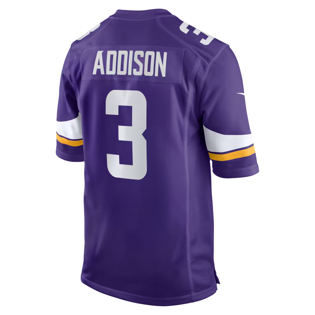Silnrao M.Vikings #3 Jordan Addison Purple Game Stitched Jerseys
