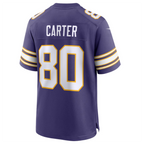 Silnrao M.Vikings #80 Cris Carter Purple Classic Retired Player Game Jersey American Stitched Jerseys