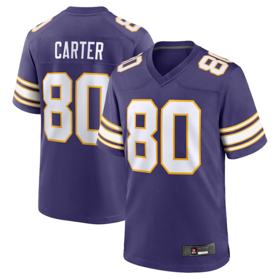 Silnrao M.Vikings #80 Cris Carter Purple Classic Retired Player Game Jersey American Stitched Jerseys