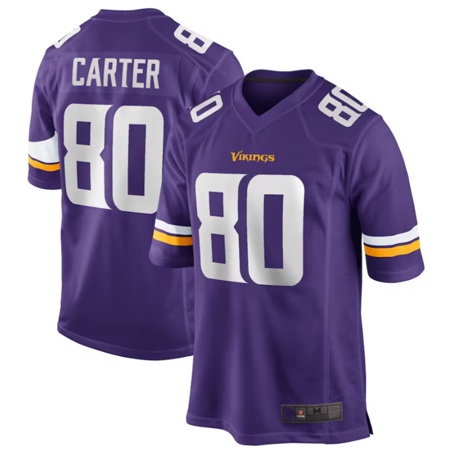 Silnrao M.Vikings #80 Cris Carter Purple Game Retired Player Jersey American Stitched Jerseys