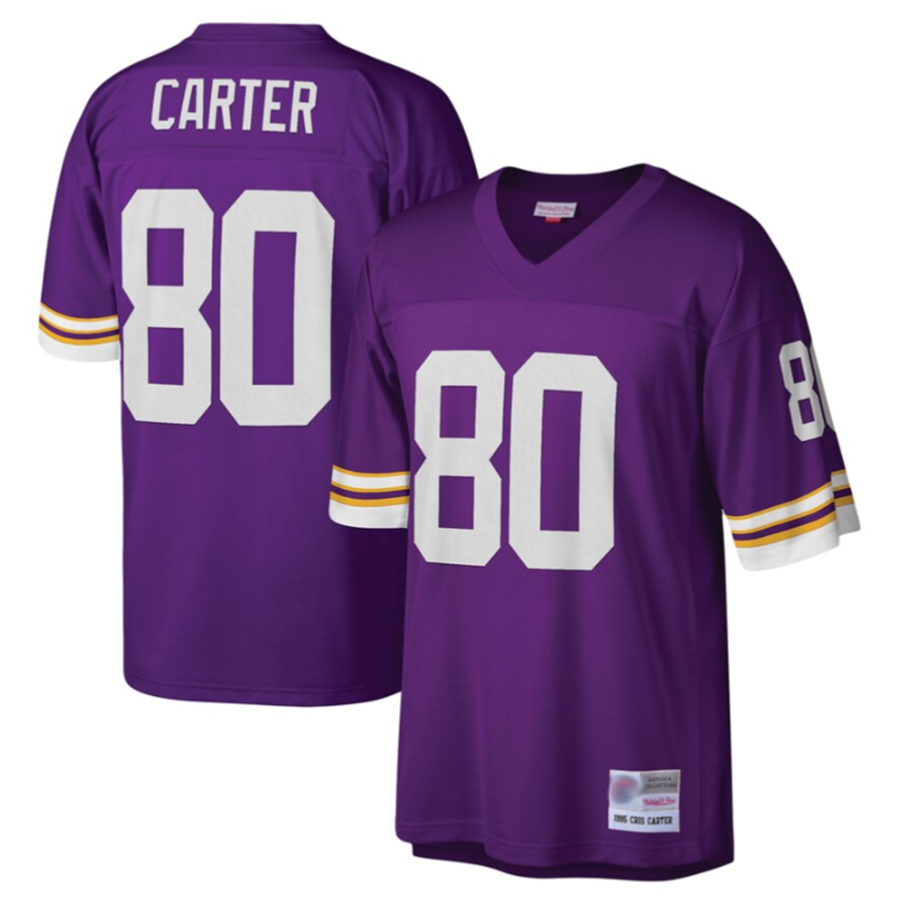 Silnrao M.Vikings #80 Cris Carter Purple Legacy Replica Jersey American Stitched Jerseys